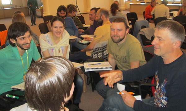 Workshop participants learning Sociocracy in Diana’s Huehoecoyotl Ecovillage workshop, Mexico, 2015.